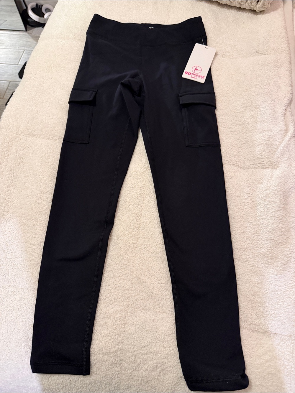 90 Degree By Reflex Kids Black Cargo Pocket Leggings